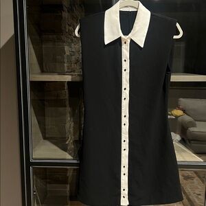 Zara Black and White Sleeveless Tuxedo Dress